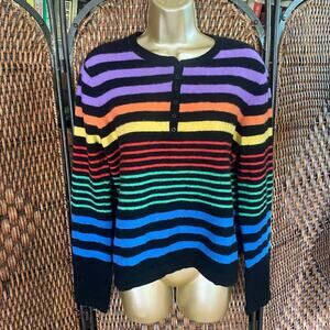 Size XL//Vintage Y2K Rainbow Stripe Wool Sweater